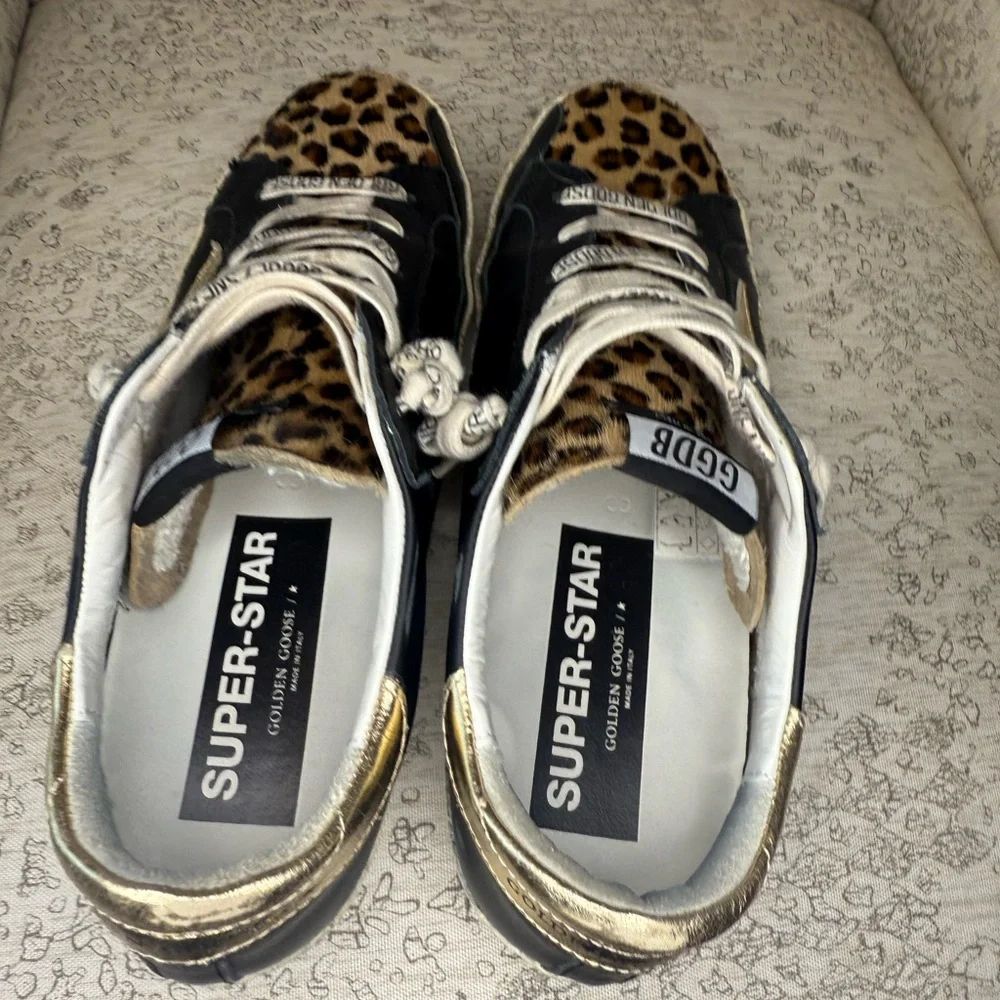Golden Goose Black/Leopard/Gold Calf Hair Super-Star Private/Edt- Size 39 (9) - Picture 9 of 16